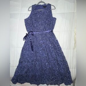 Tahari Purple Lace A-Line Cocktail Dress Size 16